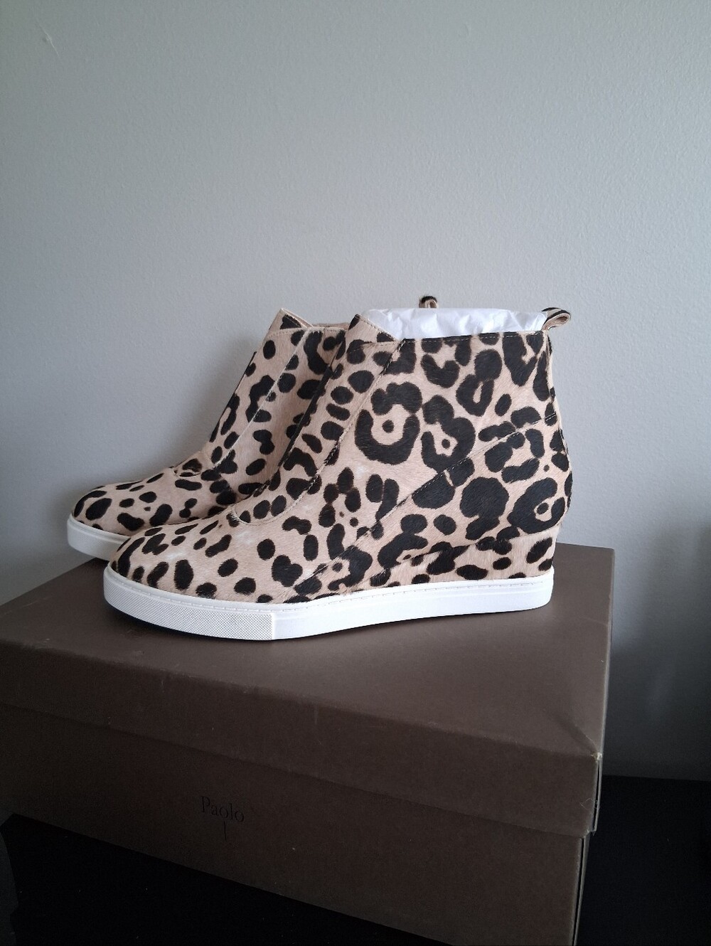 Linea Paolo Anna3 Leopard Wedge Sneaker